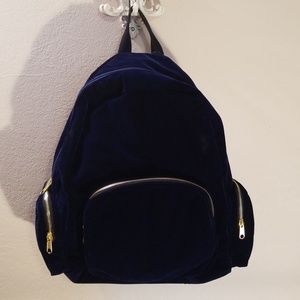 Navy blue velvet backpack